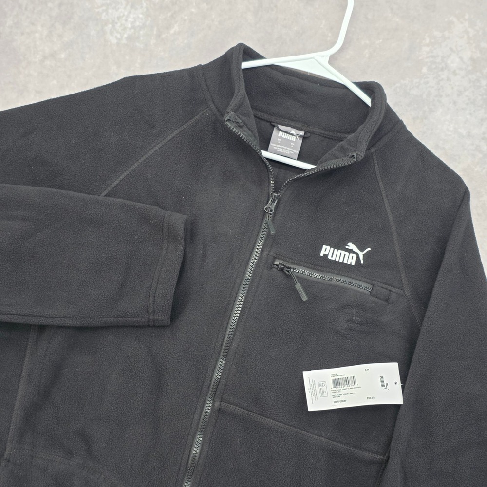 Puma Mens Small Polar Fleece Jacket Raglan Sleeve Full Zip Black PFA24VMO-16585
